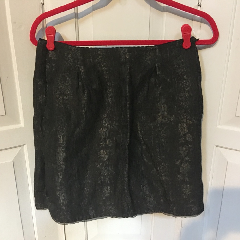 Elie Tahari Black Floral Skirt w/ Sheen